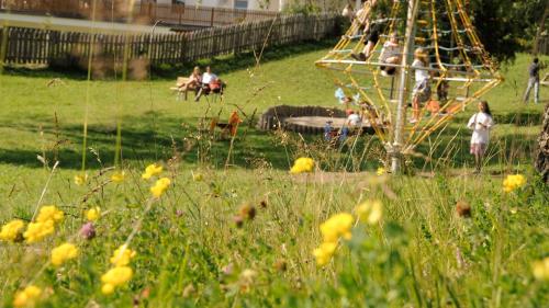 a group of people playing in a park at Berghotel zum Zirm in Collalbo