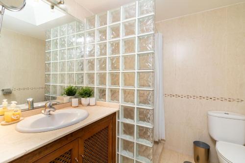 a bathroom with a sink and a toilet at Villacana Community Family Beach Resort in Estepona