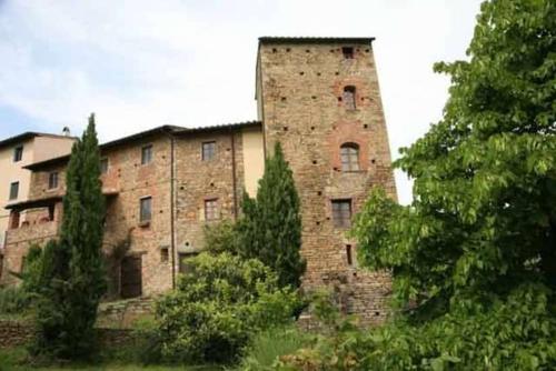 an old brick building with trees in front of it at Torre BALDUCCI in Vicopisano