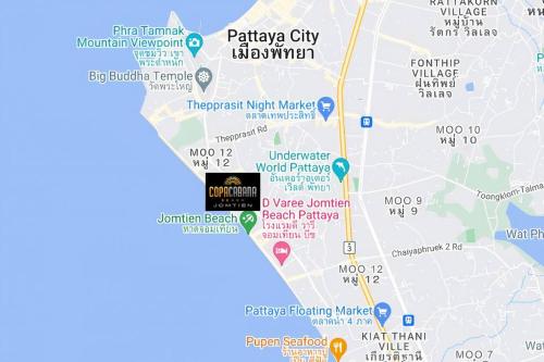 um mapa da cidade de estacionamento de Melbourne em 59th Floor Infinity Pool, Luxury 5 Star Room em Praia de Jomtien