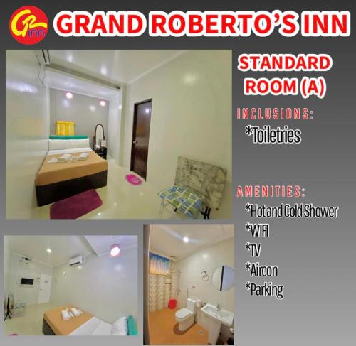 a collage of photos of a bedroom and a room at Grand Roberto's Inn in Bangued