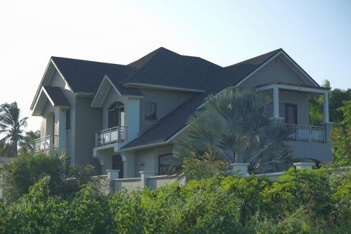 una casa grande con una palmera delante de ella en Shimbo Homes, en Kutani