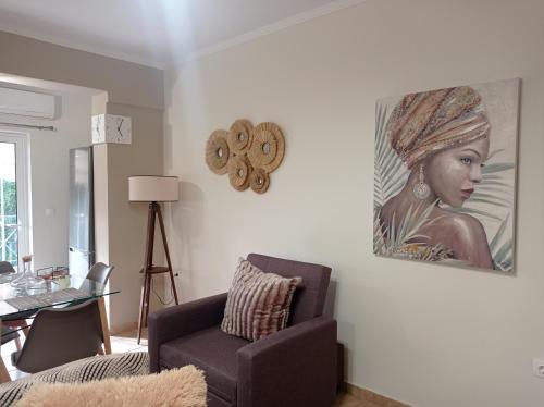 Χώρος καθιστικού στο Angela's Seaview Apartment