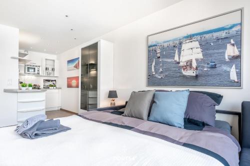 Postel nebo postele na pokoji v ubytování Ferienwohnung Marina Apartment 9403 in Marina Wendtorf