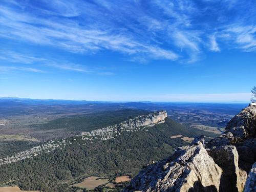 a view from the top of a mountain at Le Castellas du Pic St Loup in Saint-Mathieu-de-Tréviers