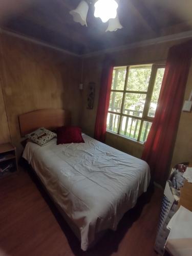 a bedroom with a bed and a window at La recta del 14 in Agua Fría