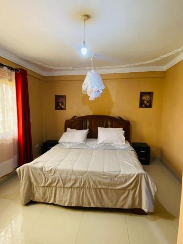 una camera da letto con un letto grande in una stanza di A Fineshade Apartment a Jinja