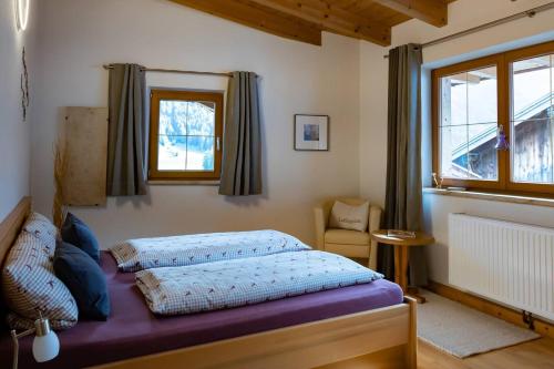 a bedroom with a bed and a window at Gidnhof in Trins