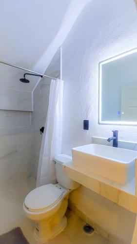 a bathroom with a toilet and a sink at Casa Hansa alojamientos vacacionales in Puerto Vallarta