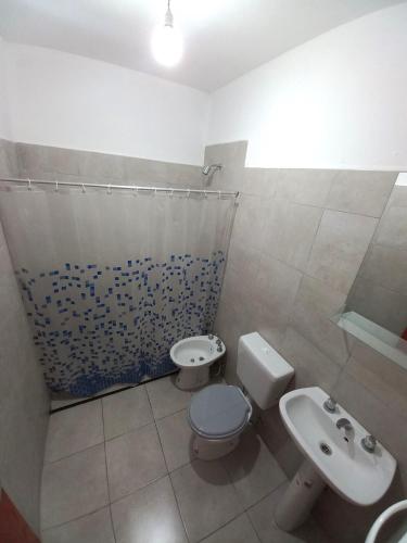 a bathroom with a toilet and a sink at Departamento La Lita in Chilecito
