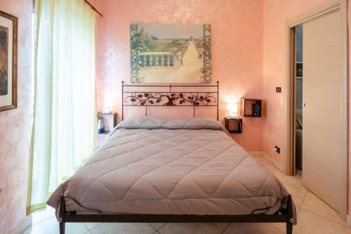 ein Schlafzimmer mit einem großen Bett in einem Zimmer in der Unterkunft Accogliente bilocale posizione strategica in Moncalieri