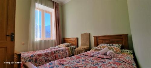 - une chambre avec 2 lits et une fenêtre dans l'établissement Rita Gujejiani Guesthouse, 