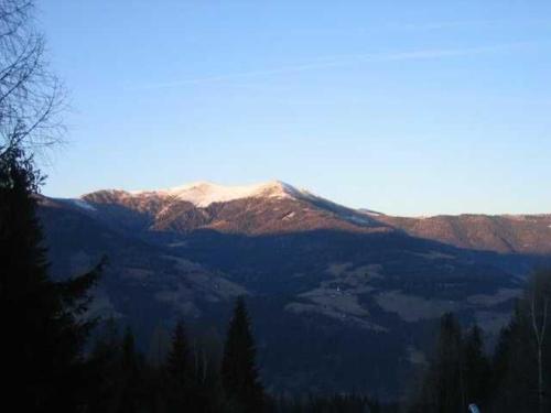 uma montanha com neve no topo em Ferienhaus Pasterk em Verditz