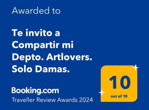 Certificat, premi, rètol o un altre document de Te invito a Compartir mi Depto. Artlovers. Solo Damas.