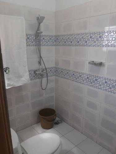 a bathroom with a shower and a toilet in it at Cotonou appart in Cotonou
