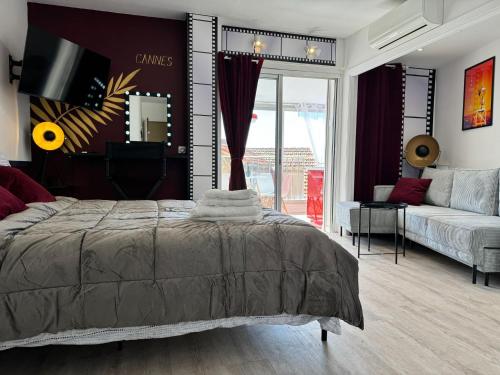 Ένα ή περισσότερα κρεβάτια σε δωμάτιο στο Toits du vieux port