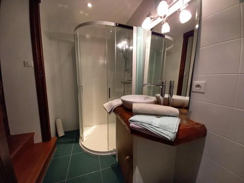 une salle de bain avec un lavabo et une douche dans l'établissement 