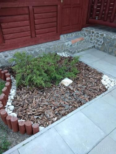 a garden in front of a house with rocks and plants at Casa Sóhegy Praid in Praid