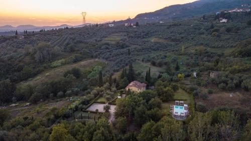 an aerial view of a house on a hill at Casa Noscali al Borghetto in Collodi