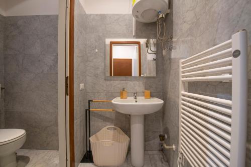 La salle de bains est pourvue d'un lavabo, de toilettes et d'un miroir. dans l'établissement Palace Home Mazzini Verona Center 1, à Vérone