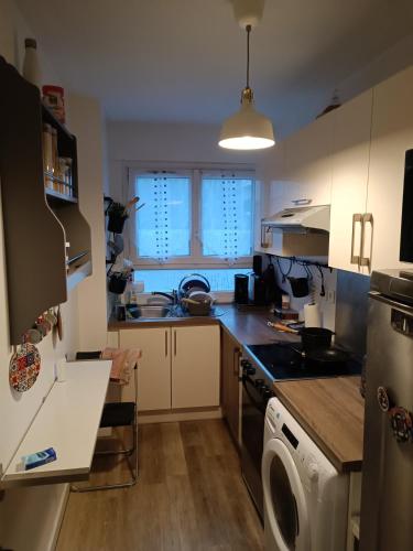 une cuisine avec un évier et un lave-vaisselle dans l'établissement Résidence Carnot, à Alfortville