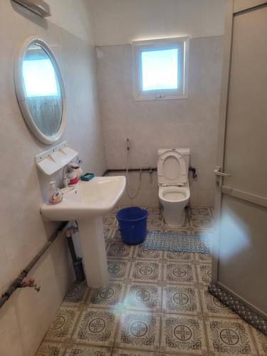 La salle de bains est pourvue d'un lavabo et de toilettes. dans l'établissement Elyas-House, à Djibouti