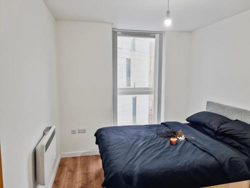 a bedroom with a bed and a window at 1 Bedroom Apartment in City Centre in Belfast