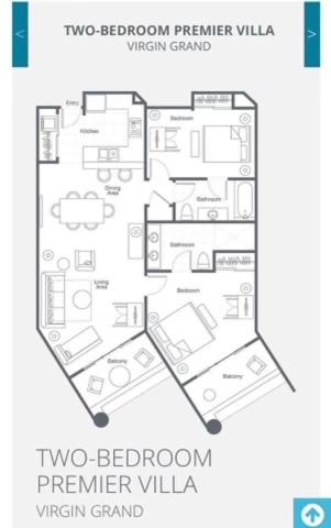a floor plan of the two bedroom premier villa at Westin St. John in Cruz Bay