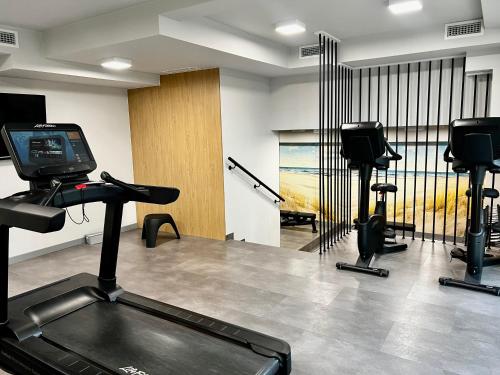 Das Fitnesscenter und/oder die Fitnesseinrichtungen in der Unterkunft Apartament Srebrna Mewa