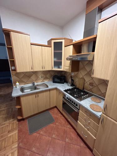 Majoituspaikan Apartament Ludźmierska Nowy Targ keittiö tai keittotila