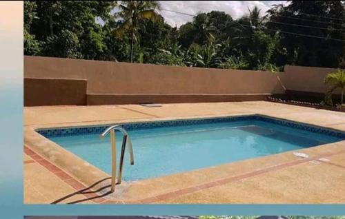 a small swimming pool with a metal rail in a yard at Royal Palms Luxury Villas in Ocho Rios