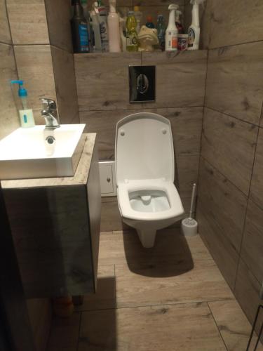 a bathroom with a toilet and a sink at Like People in Krakow