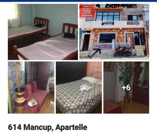 un collage de cuatro fotos de una habitación con cama y una habitación en Marcella Realty Apartment, en Calasiao