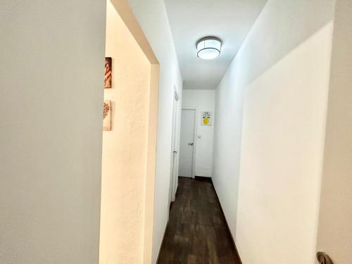 a hallway with white walls and wood floors at Madrid Rio Antonio López B in Madrid