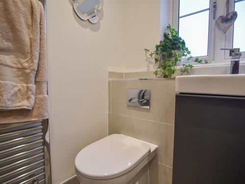 a bathroom with a toilet and a sink at 22 Applebee Way in Lyme Regis