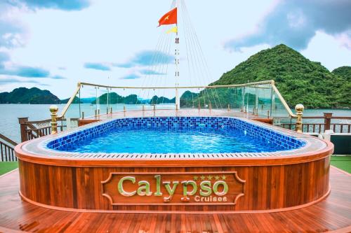 una grande vasca immersione ad acqua fredda sul ponte di una nave da crociera di Le Journey Calypso Pool Cruise Ha Long Bay a Ha Long