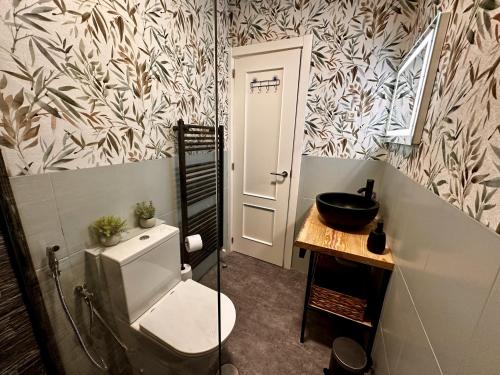 uma casa de banho com um WC e um lavatório em Gredos Starlight House - AURIGA em Mijares