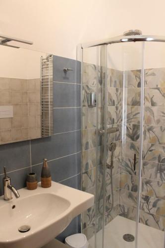 a bathroom with a shower and a sink at B&B Celeste - Palazzo D'Addario in Celenza Valfortore