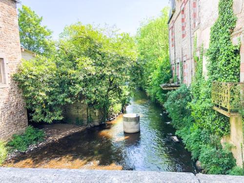 une rivière dans une ville à côté de certains bâtiments dans l'établissement NEW Le Duplex au Coeur de Ville PARKING Privé, à Guingamp