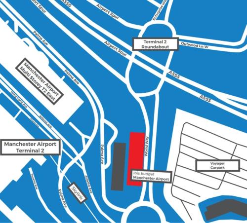 a map of the proposed improvements to the intersection of manchester airport and terminal at ibis budget Manchester Airport T2 in Hale