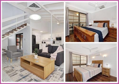 a collage of pictures of a bedroom and a living room at Queens Road 14/80 in Aitkenvale