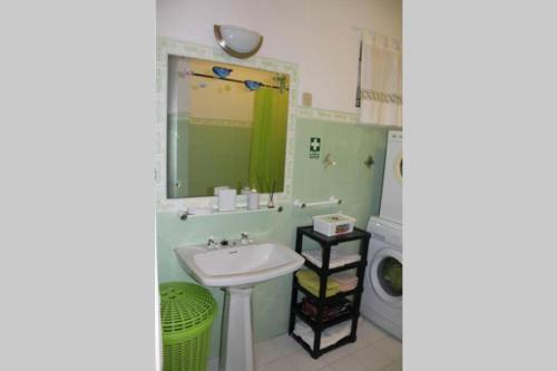 a bathroom with a sink and a washing machine at Apartamento Matur in Santa Cruz