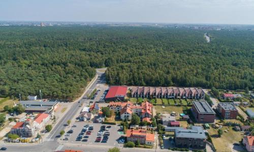 an aerial view of a town with a parking lot at Morena 206 in Klaipėda