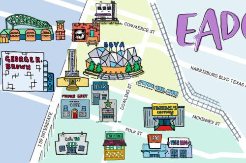 a map of the city of edsa at The Red Haven -Heart of EaDo HTX & NRG- in Houston