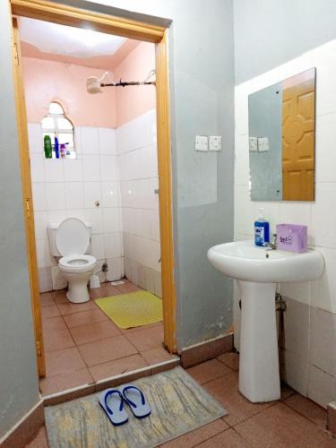 een badkamer met een wastafel en een toilet bij Zuri Homes in Naivasha