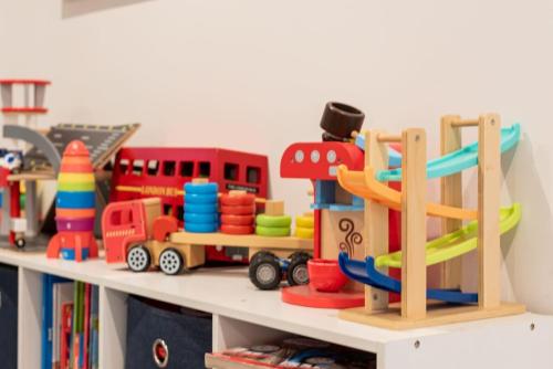 a shelf with toys on top of it at Modern Home for Large Groups or Families in Newstead