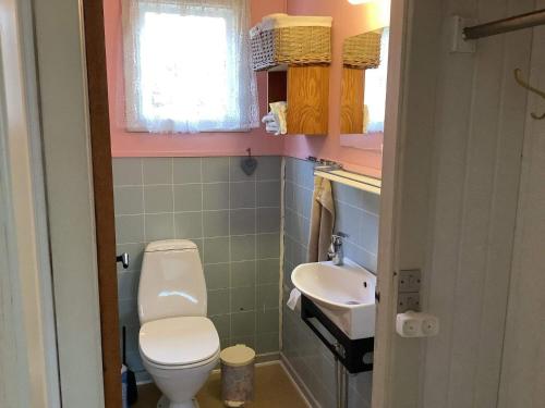 ein kleines Bad mit WC und Waschbecken in der Unterkunft Holiday home Struer XXX in Struer