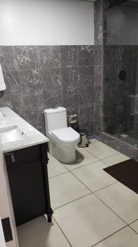 a bathroom with a toilet and a sink and a shower at Hotel Boutique Grand Cru in Santa Cruz