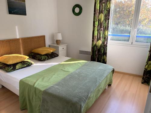 1 dormitorio con 2 camas y ventana en Appartement Arcachon, 3 pièces, 4 personnes - FR-1-374-161, en Arcachon