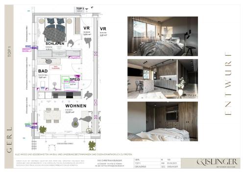 een collage van drie foto's van een huis bij Gerl Homes - adults only apartments in Wals